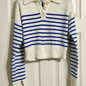 English factory Striped White and Blue Women's Sweater